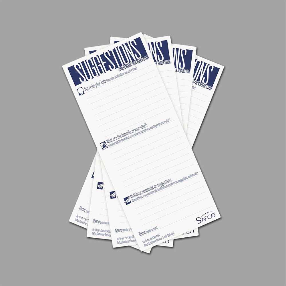 Safco 4231 3 1/2" x 8" White Suggestion Box Cards - 25/Pack