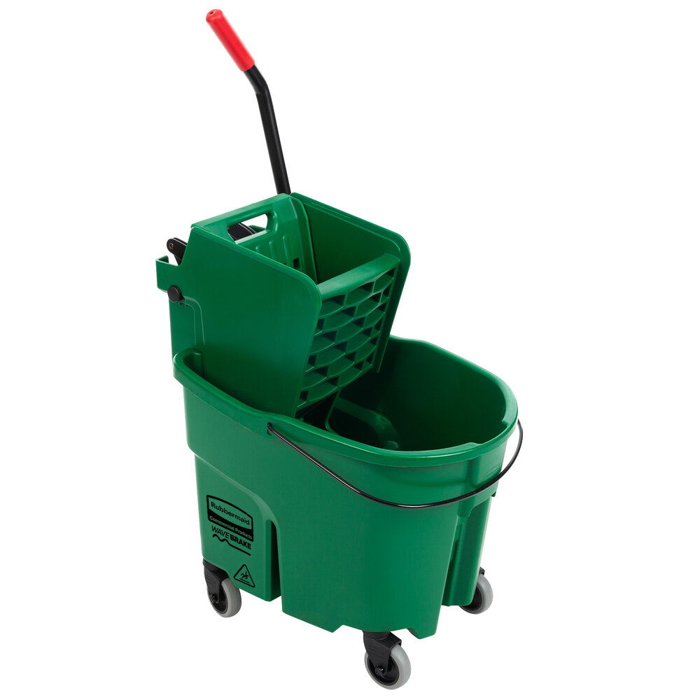 Rubbermaid® FG758888GRN WaveBrake® 35 Qt. Green Mop Bucket with Side Press Wringer