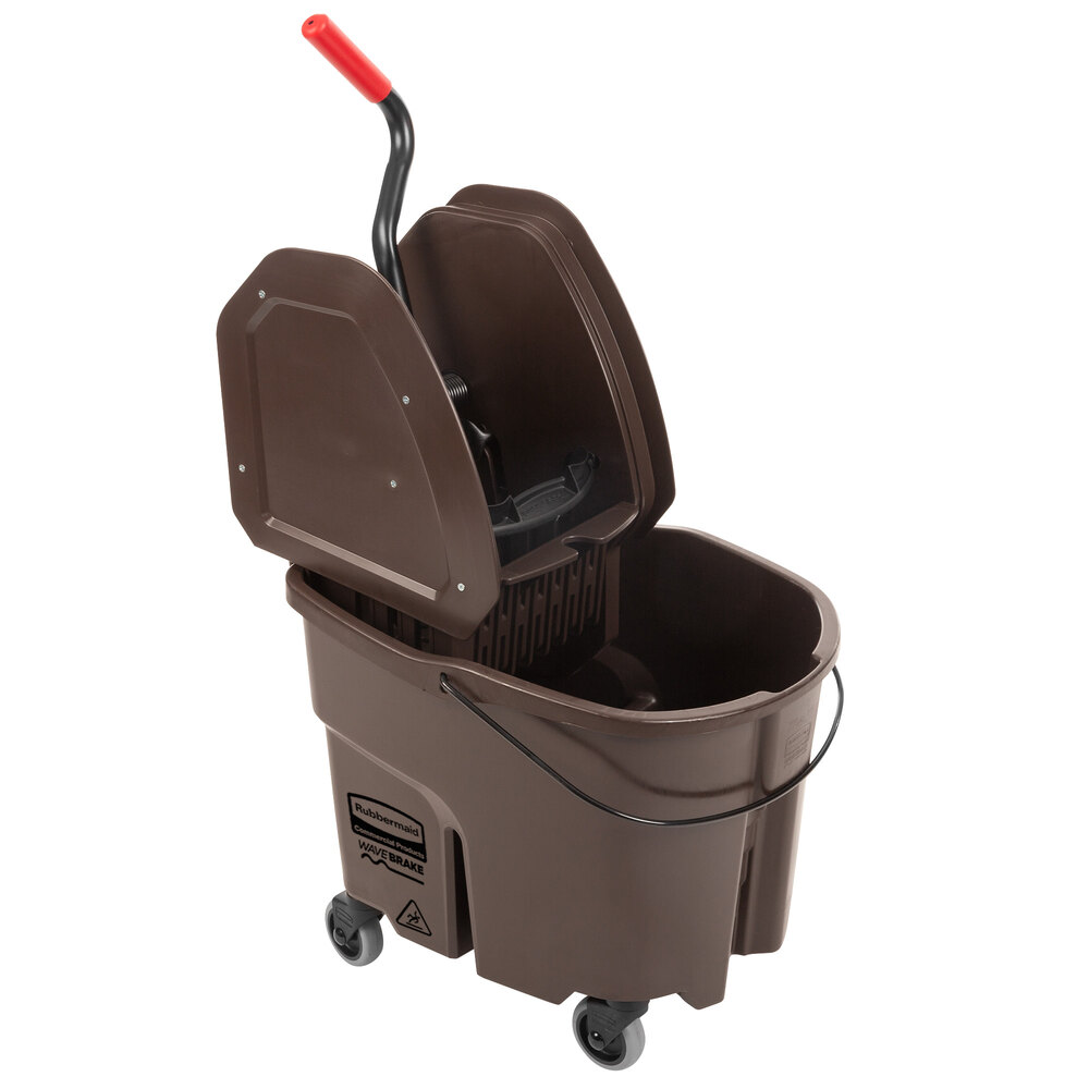 Rubbermaid® FG757788BRN WaveBrake® 35 Qt. Brown Mop Bucket with Down Press Wringer