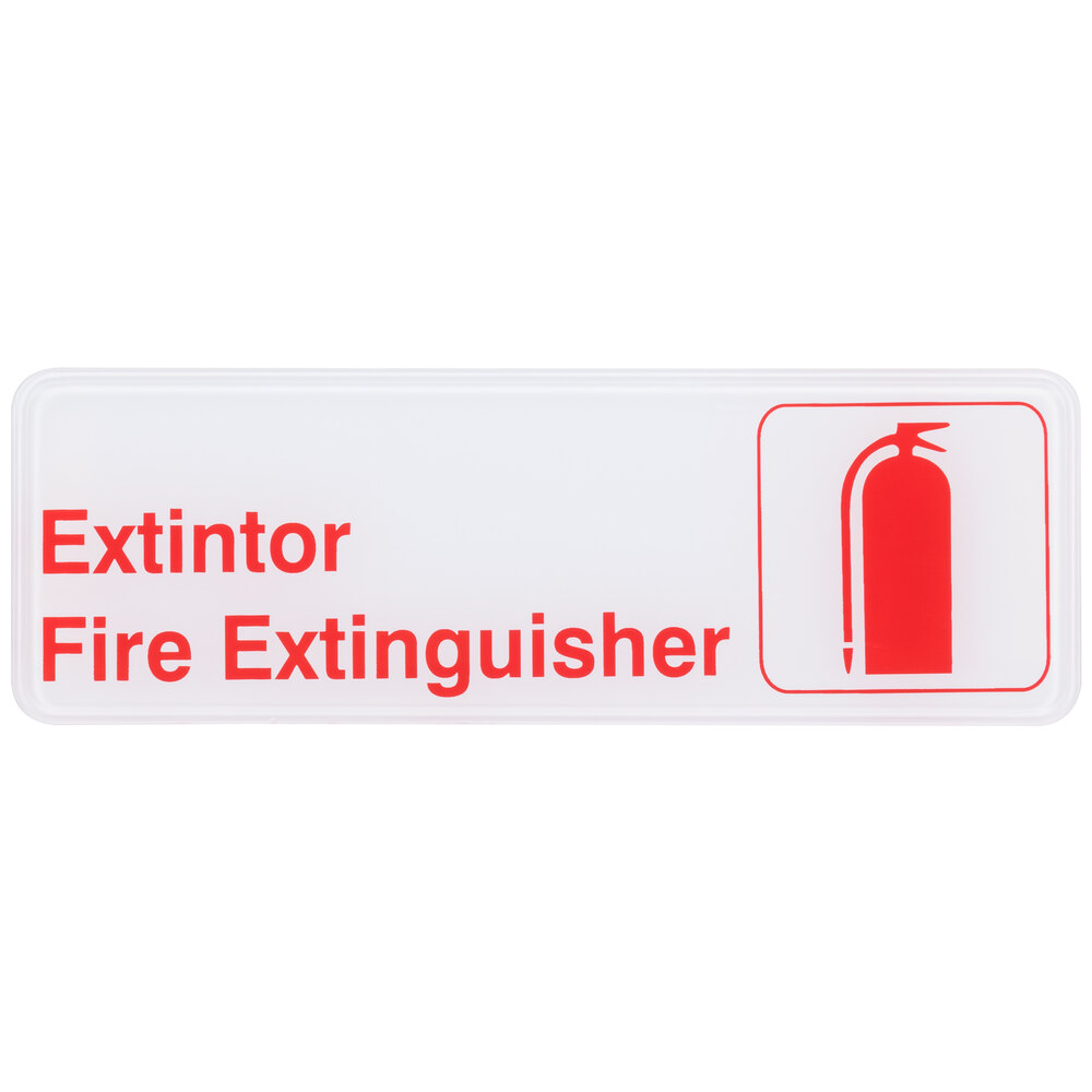 Tablecraft 394582 Extintor / Fire Extinguisher Sign - Red and White, 9" x 3"