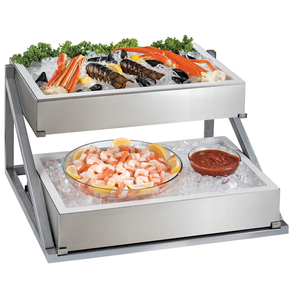 Cal-Mil 4120 Metal 2-Tier Angled Ice Housing Display Riser - 26 1/8" x 26" x 14 1/8"