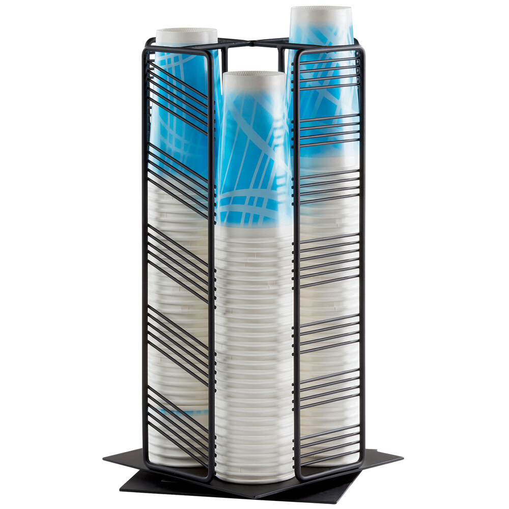 Cal-Mil 4104-13 Portland Black 4-Section Revolving Cup and Lid Organizer