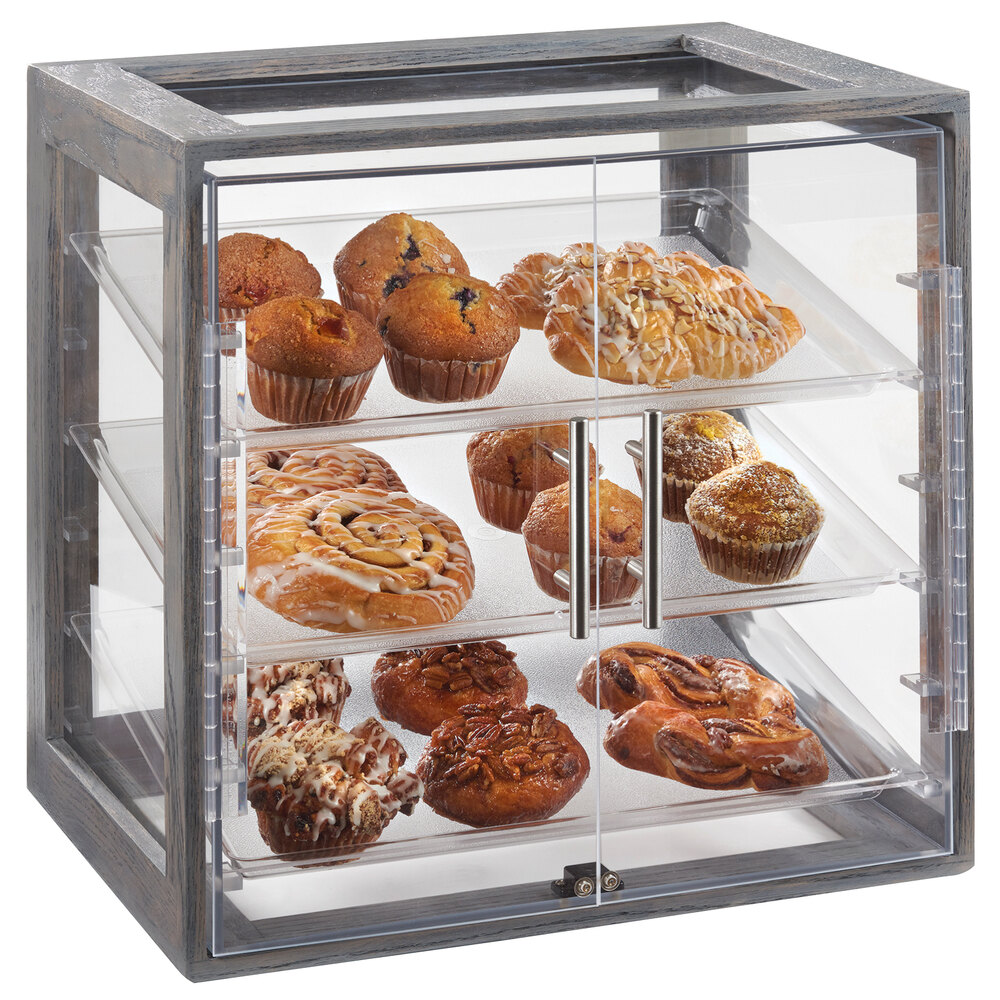Cal-Mil 3838-83 Ashwood Gray Oak 3-Tray Acrylic Display Case - 20" x 14 3/4" x 20 1/2"