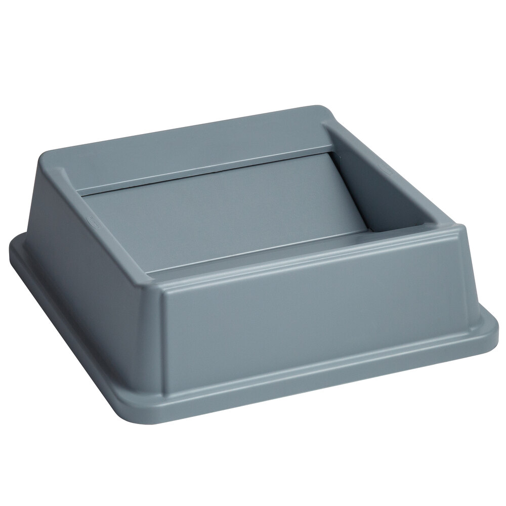 Rubbermaid® FG266400GRAY Untouchable 35 / 50 Gallon Gray Square Trash Can Drop Shot Lid