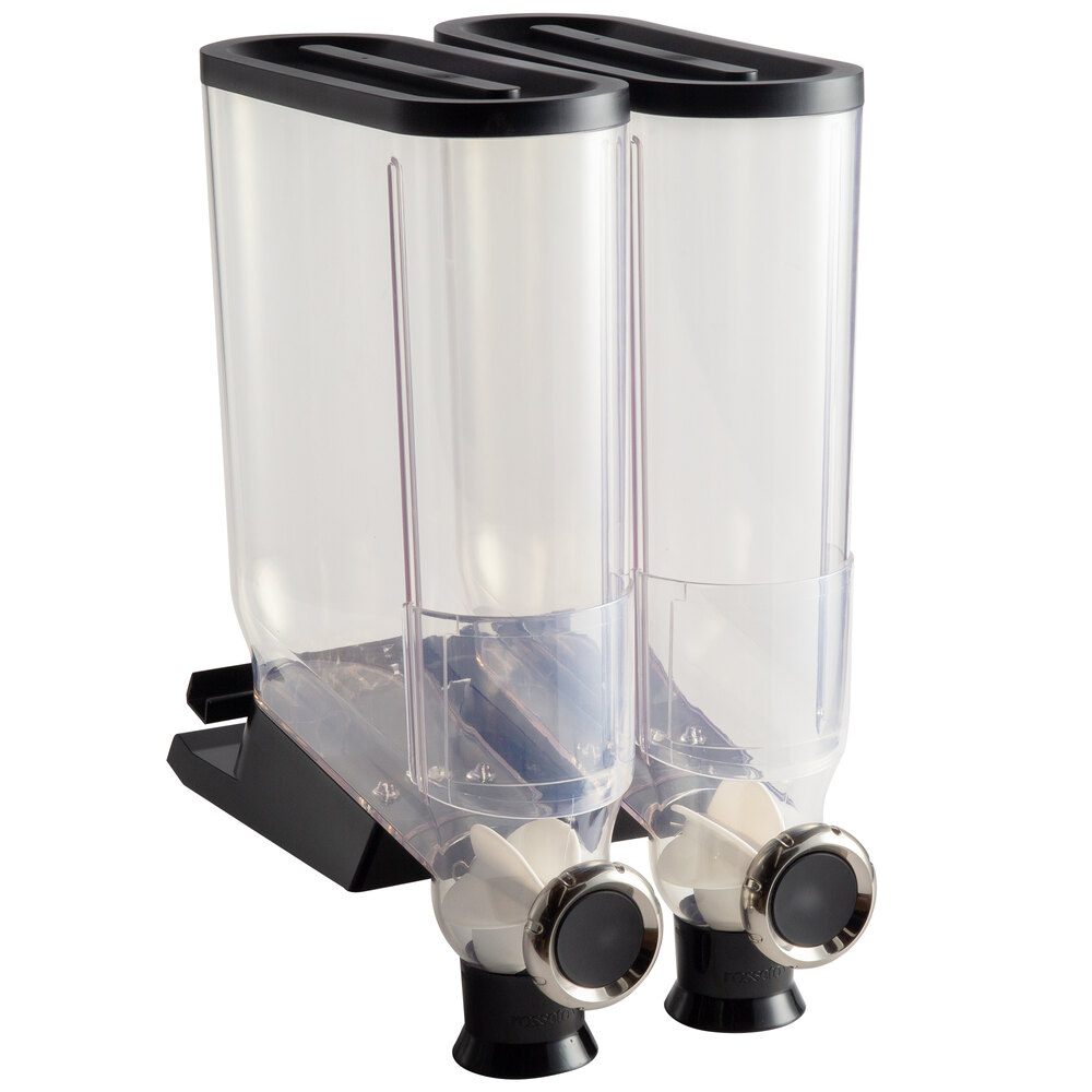 Rosseto 13.3 Liter Double Canister Snack/Cereal Dispenser w/ Shelf Mount Kit and Strip