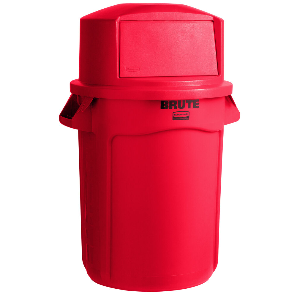 Rubbermaid® BRUTE 32 Gallon Red Round Trash Can and Dome Top Lid