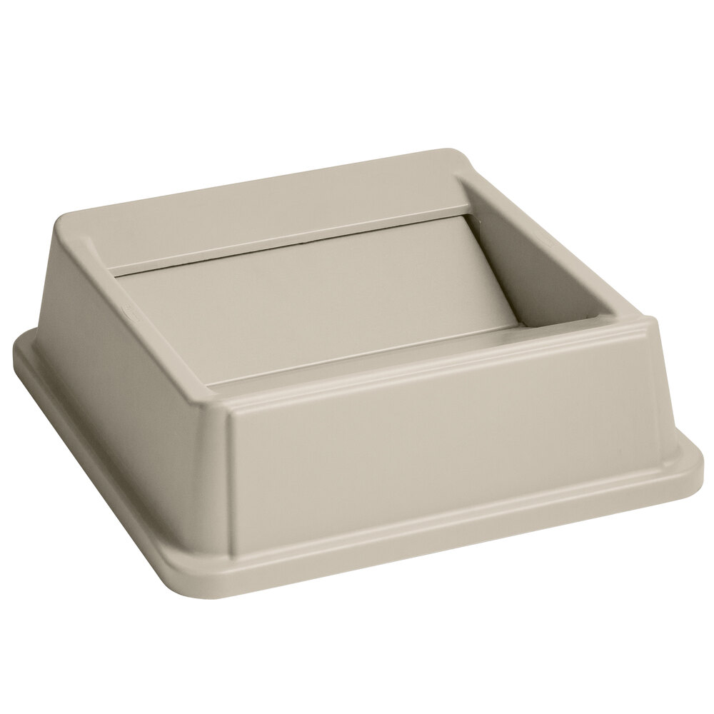 Rubbermaid® FG266400BEIG Untouchable 35 / 50 Gallon Beige Square Trash Can Drop Shot Lid