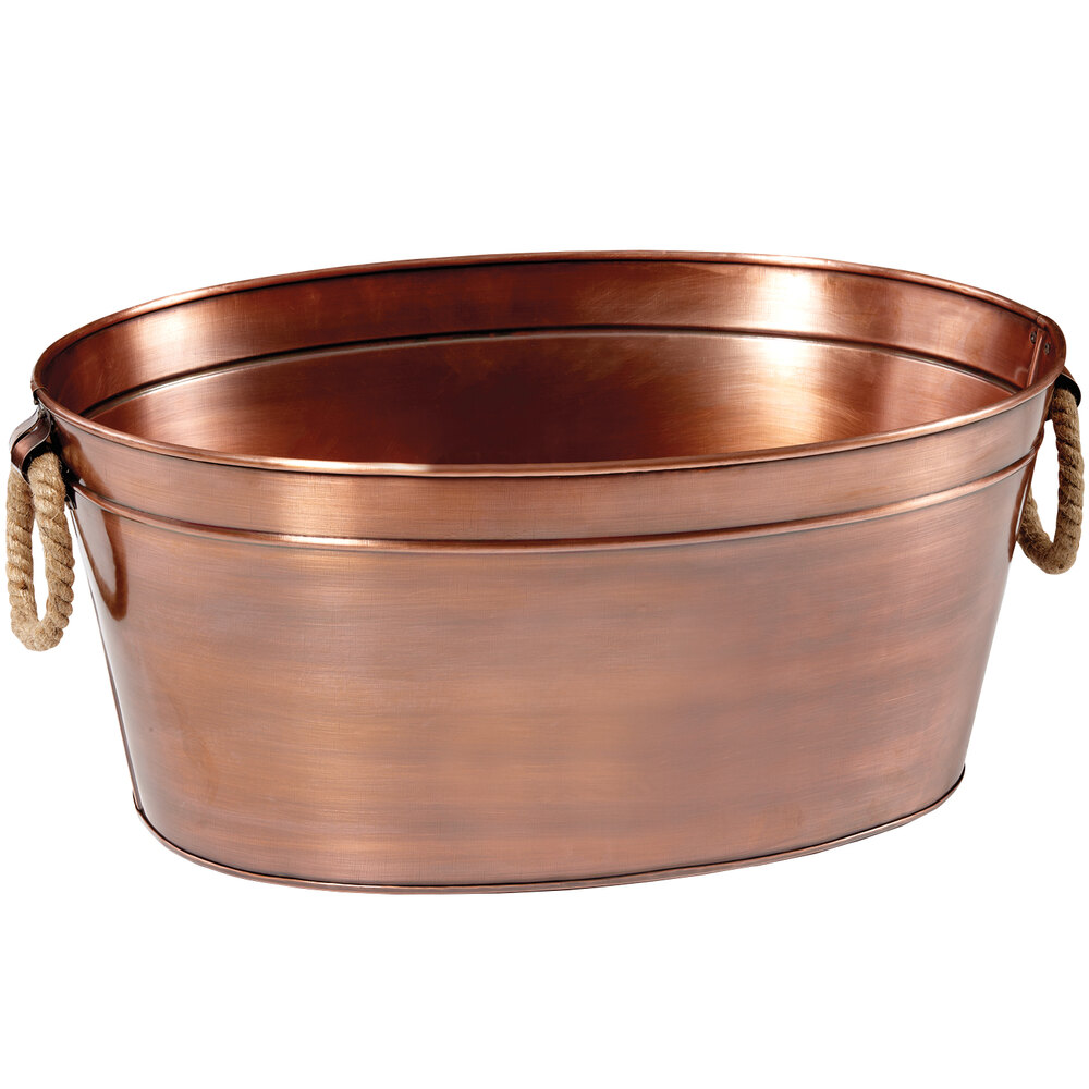 GET Enterprises BT-2215-ACPR 21 1/4" x 15 1/4" x 9 1/2" Copper-Plated Oval Antique Beverage Tub