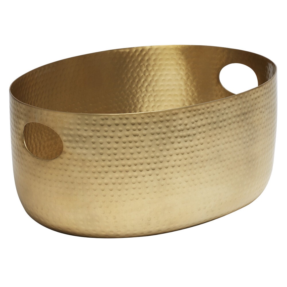 American Metalcraft ATHG14 Gold Hammered Aluminum Beverage Tub - 19" x 14" x 8 1/4"