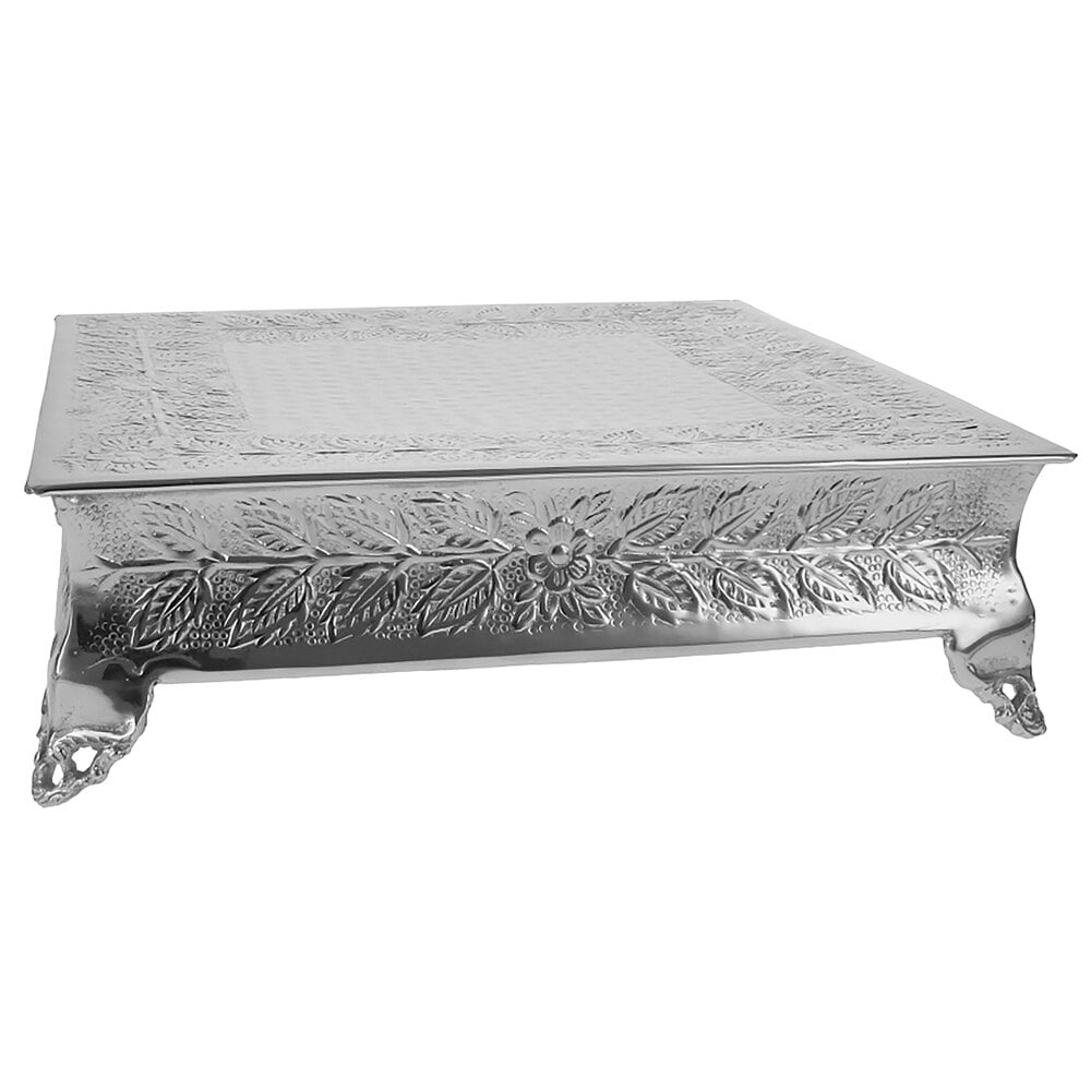 Walco Tabletop Classics from Steelite International AC87722 22" Floral Nickel-Plated Square Cake Stand