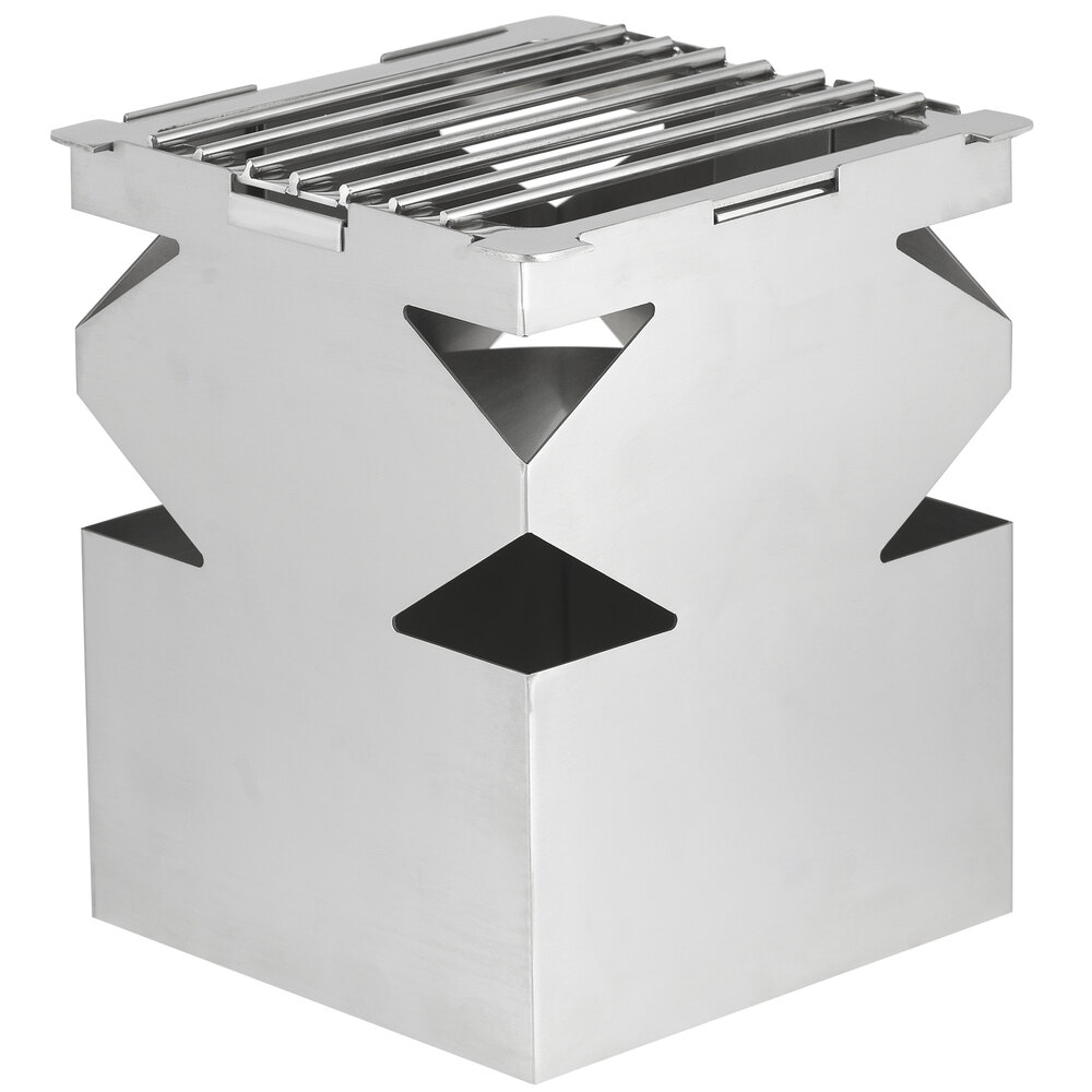 Eastern Tabletop 1542 LeXus 8" x 8" x 10" Solid Stainless Steel Cube with Fuel Shelf and Grate