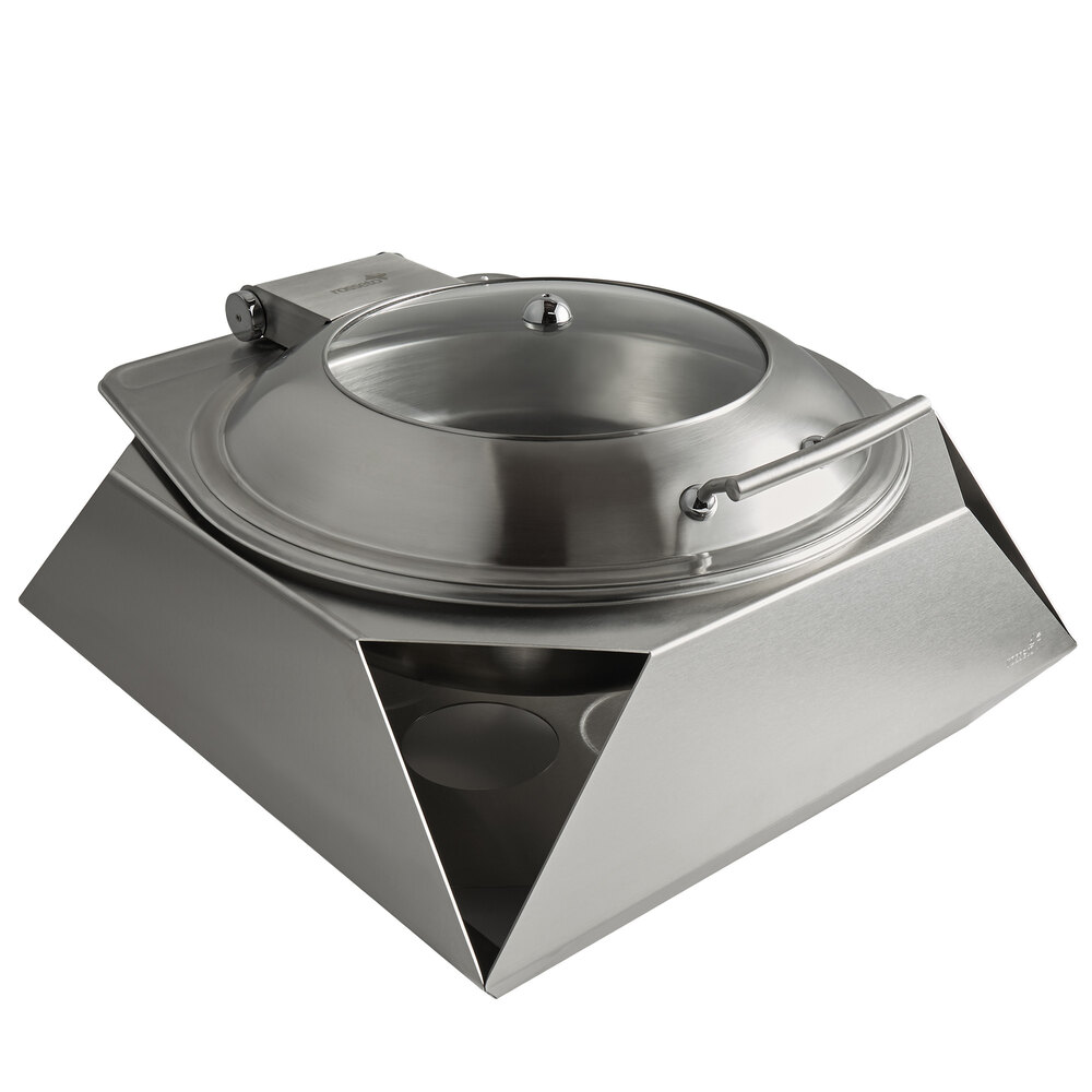 Rosseto SK049 Multi-Chef Diamond 6.3 Qt. Round Stainless Steel Chafer with Lid