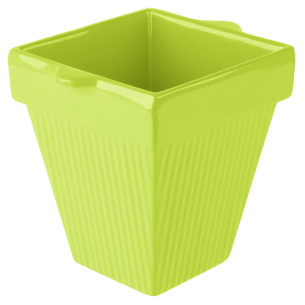 Tablecraft CW1470LG 2 Qt. Lime Green Cast Aluminum Square Condiment Bowl