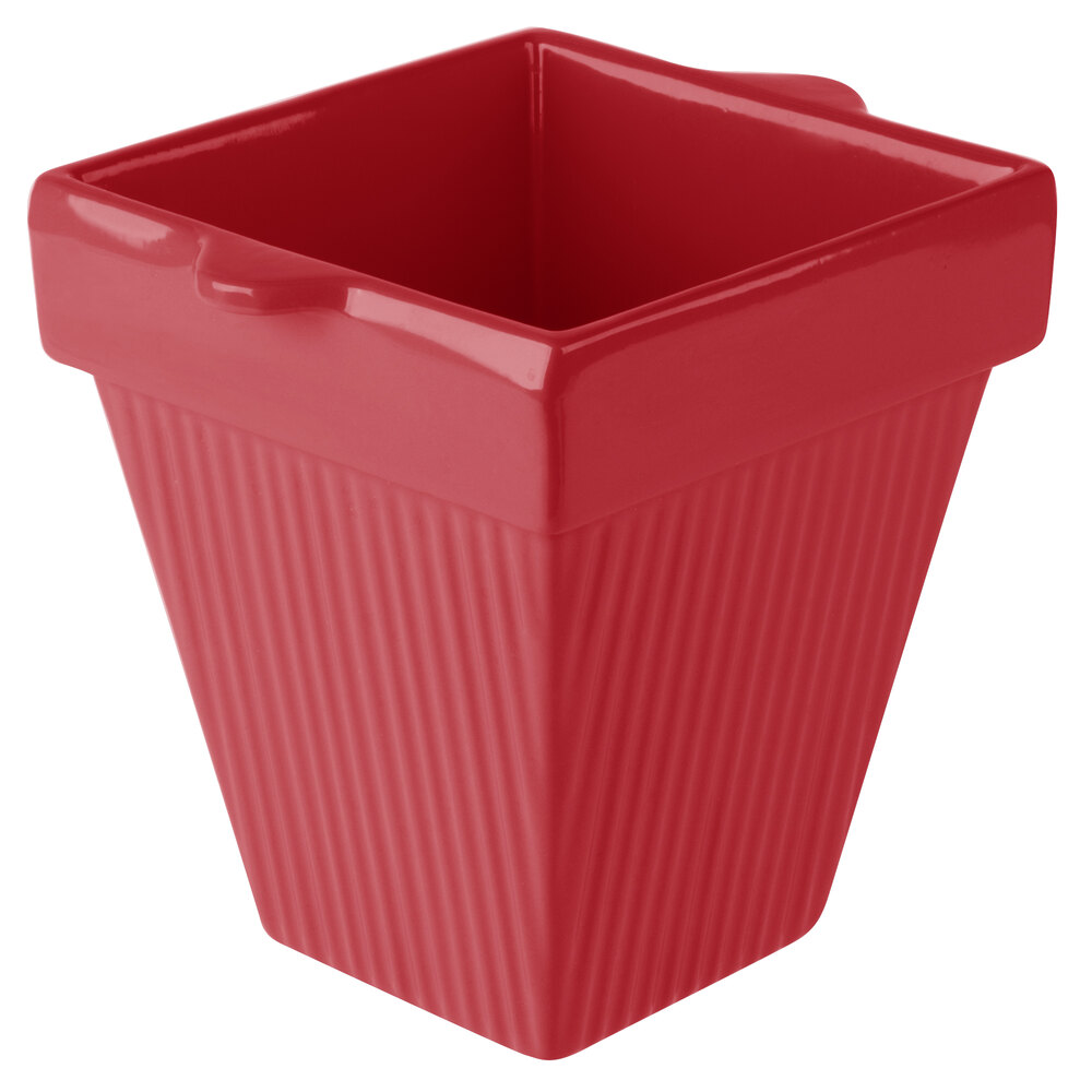 Tablecraft CW1470R 2 Qt. Red Cast Aluminum Square Condiment Bowl