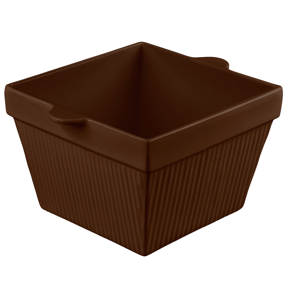 Tablecraft CW1490BR 6.5 Qt. Brown Cast Aluminum Square Condiment Bowl