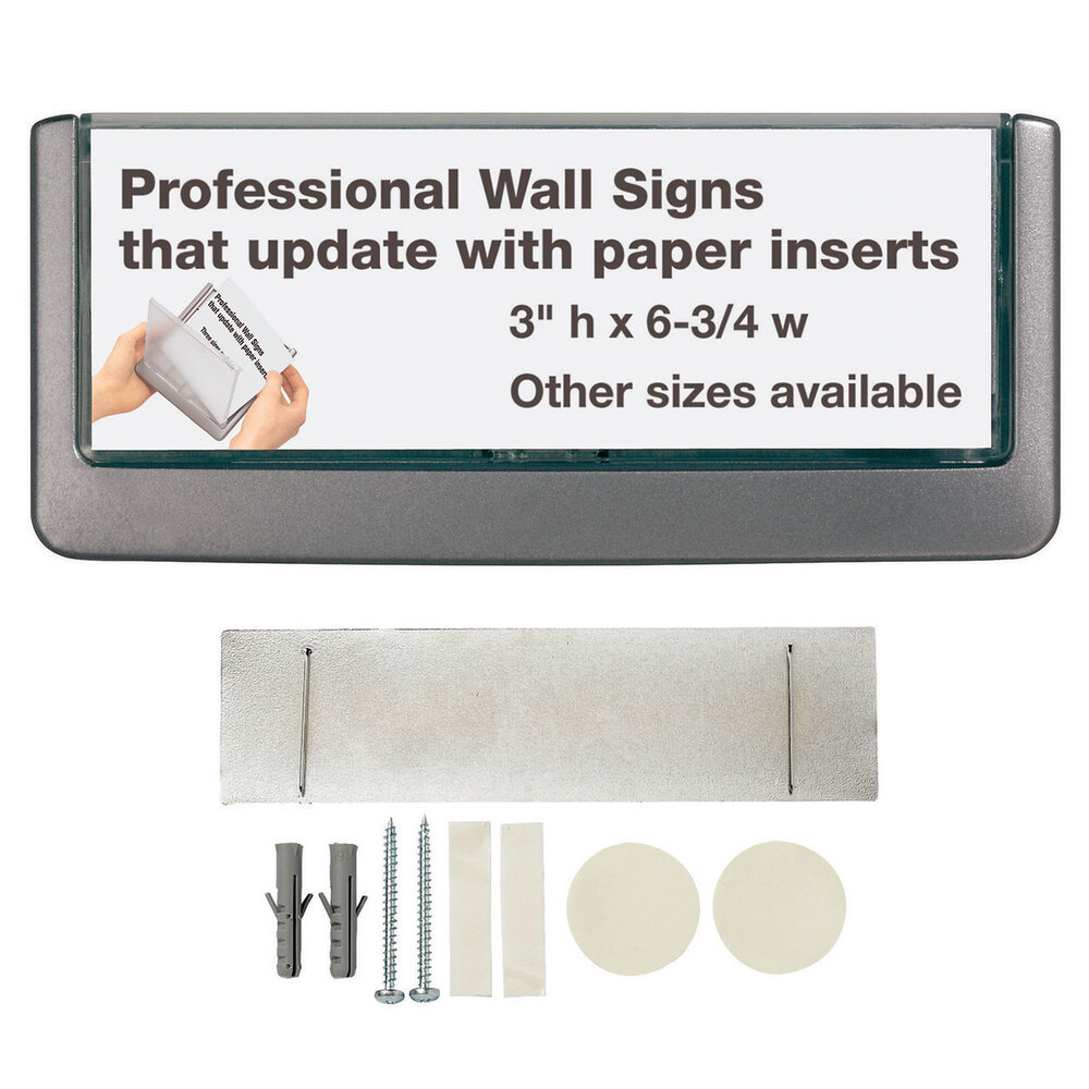 Durable 497637 6 3/4" x 5/8" x 3" Silver Sign Holder with Clear Acrylic Click Window