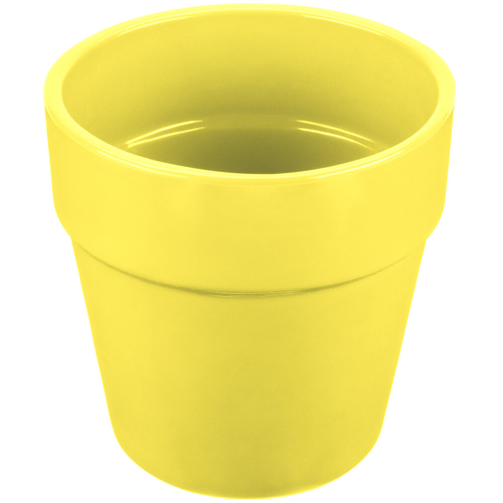 Tablecraft CW1445Y 2 Qt. Yellow Cast Aluminum Round Condiment Bowl