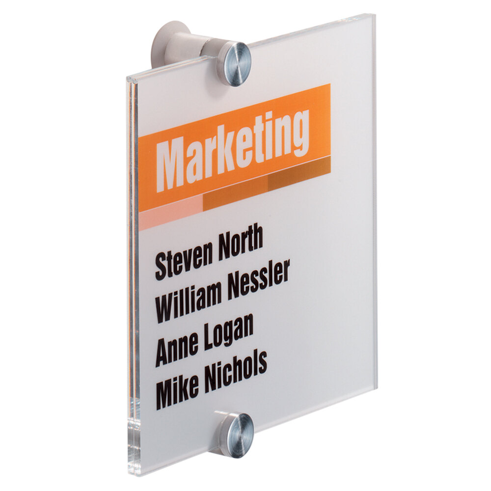 Durable 482219 5 7/8" Square Transparent Acrylic Standoff Sign with Inserts