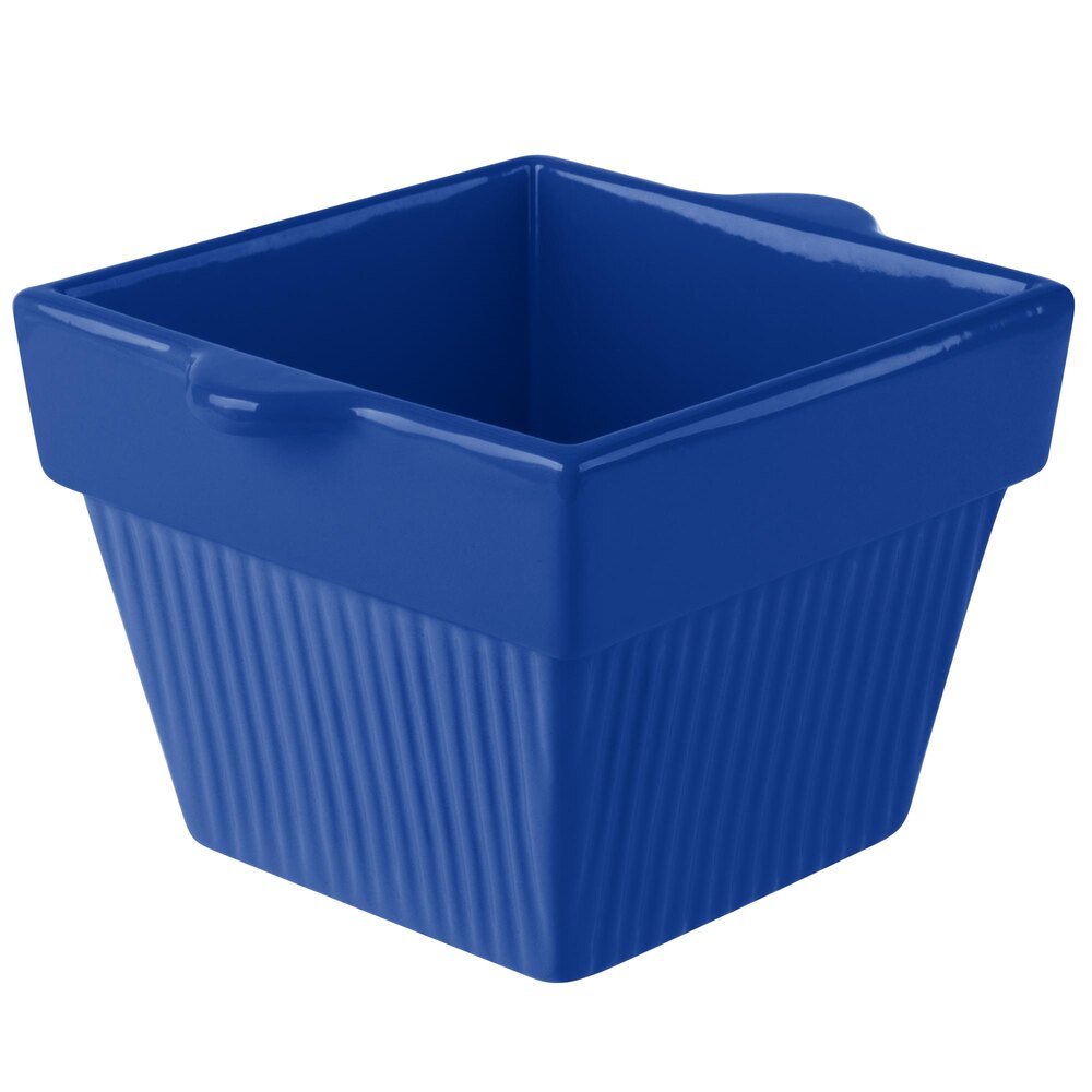 Tablecraft CW1460CBL 1.5 Qt. Cobalt Blue Cast Aluminum Square Condiment Bowl