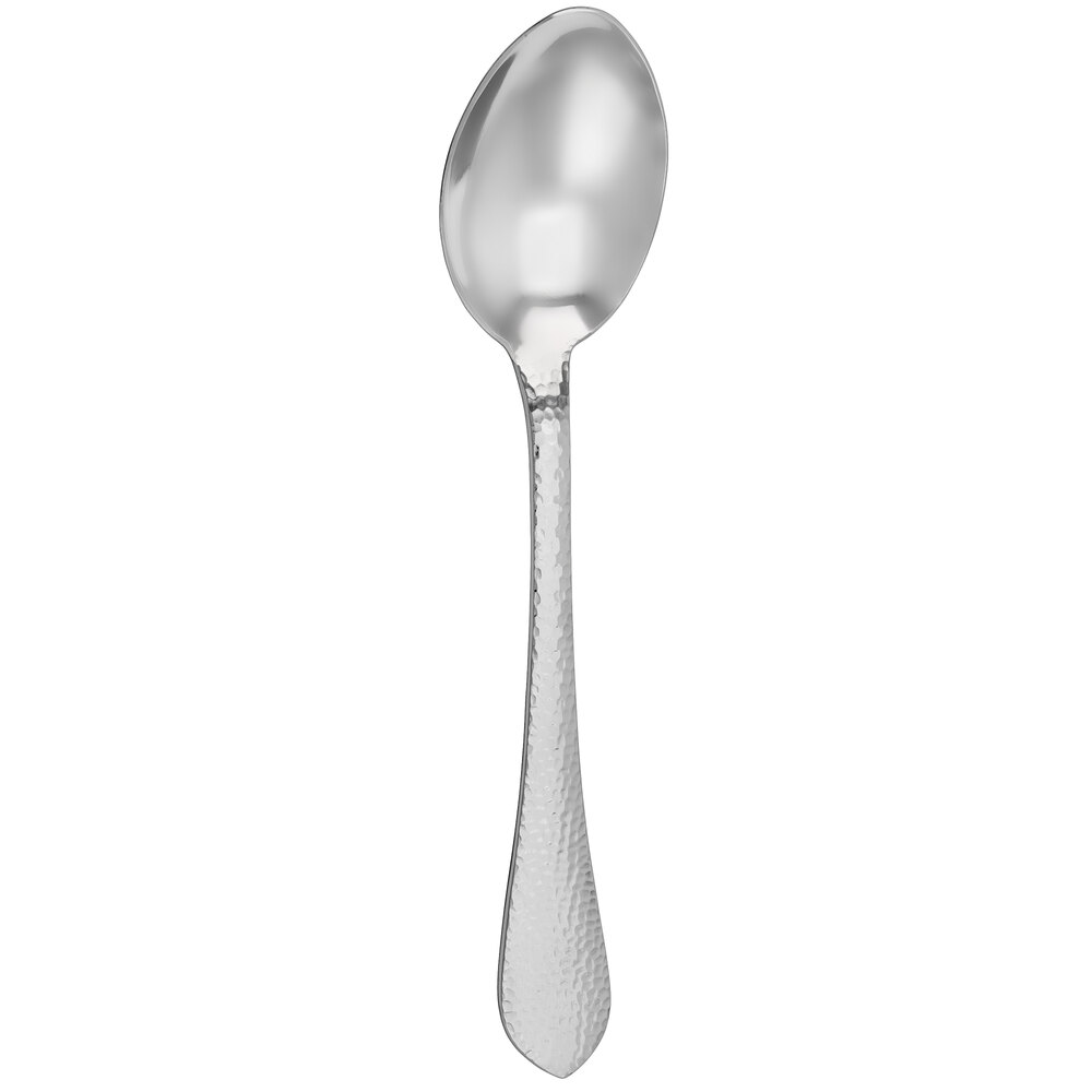 Walco Ironstone from Steelite International WLIR012 11" 18/10 Stainless Steel Extra Heavy Weight Hammered Serving Spoon - 12/Case