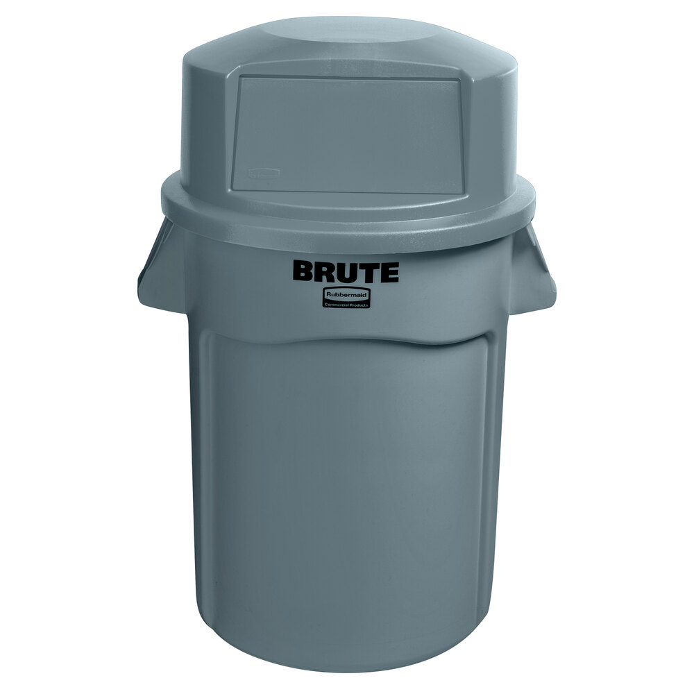 Rubbermaid® BRUTE 44 Gallon Gray Round Trash Can and Dome Top Lid