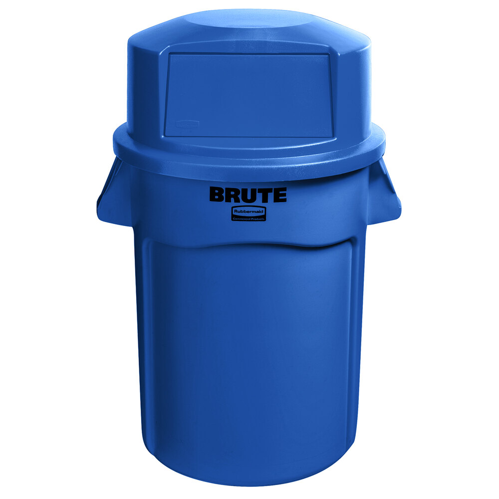 Rubbermaid® BRUTE 44 Gallon Blue Round Trash Can and Dome Top Lid