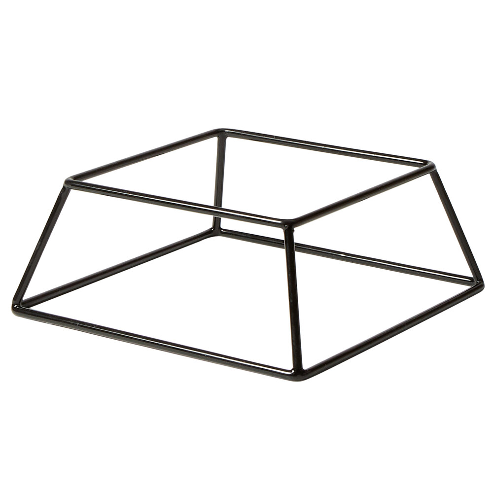 American Metalcraft RSSB3 7" x 7" x 3 1/2" Small Black Rectangular Rubberized Pizza Stand