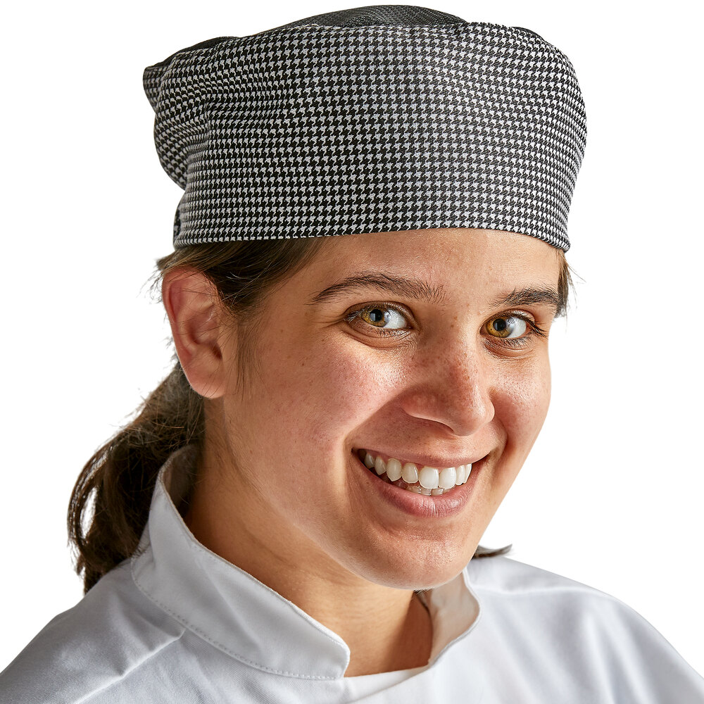 Choice Houndstooth Mesh Top Chef Skull Cap / Pill Box Hat - Regular Size