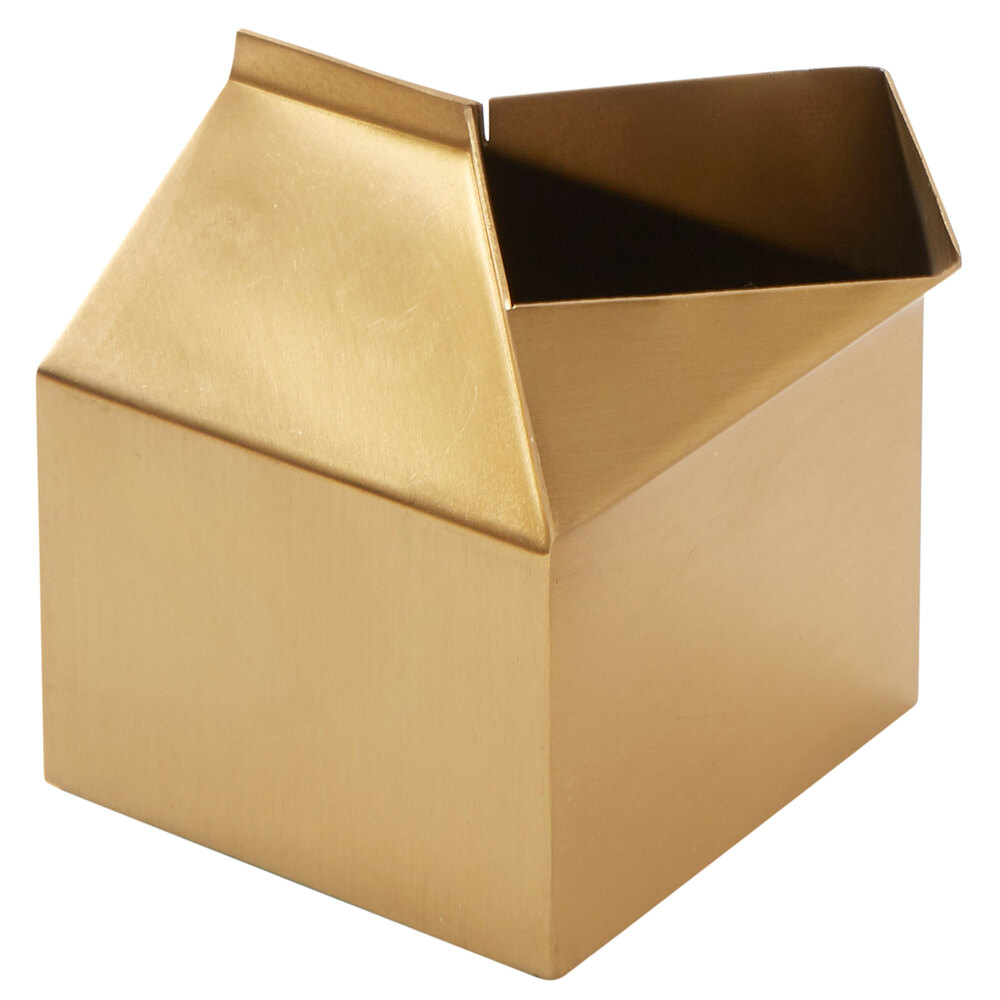 American Metalcraft MCG300 3 oz. Gold Satin Finish Stainless Steel Milk Carton Creamer