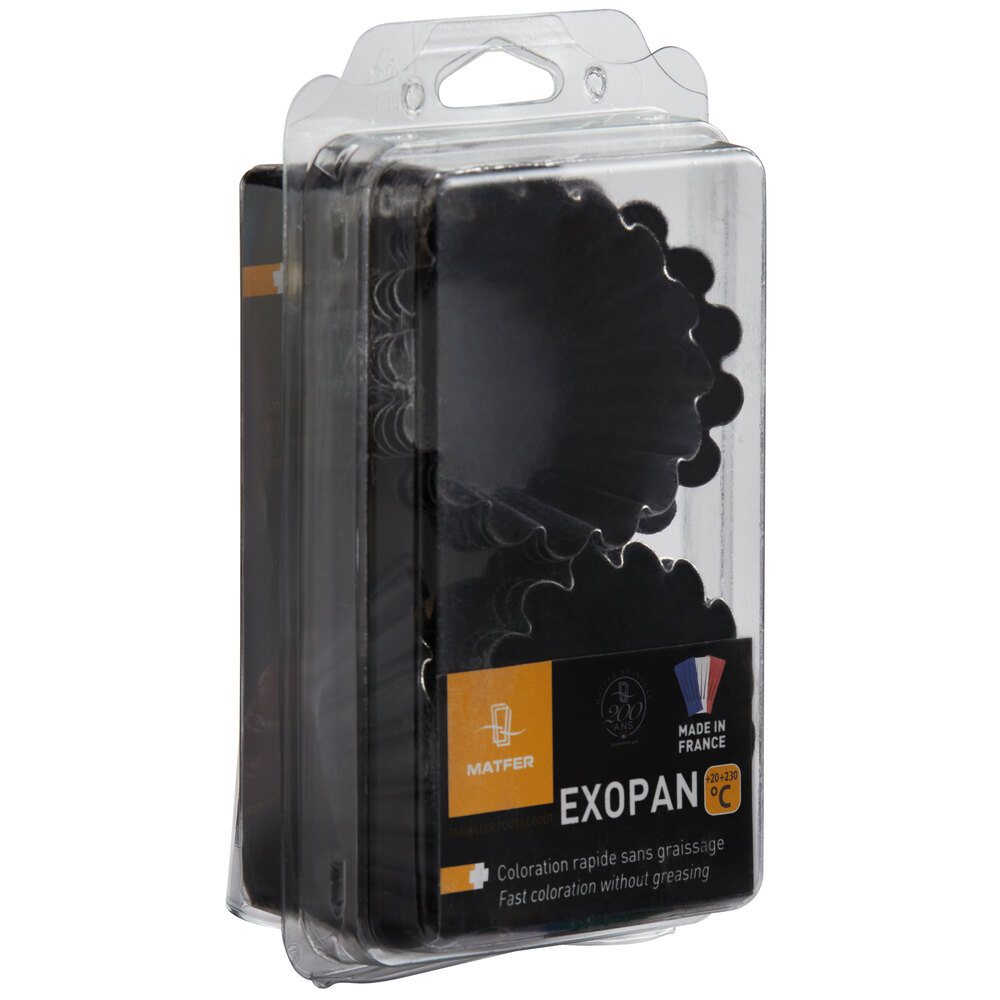 Matfer Bourgeat 330646 Exopan Steel Mini Non-Stick Fluted Brioche Mold - 12/Pack