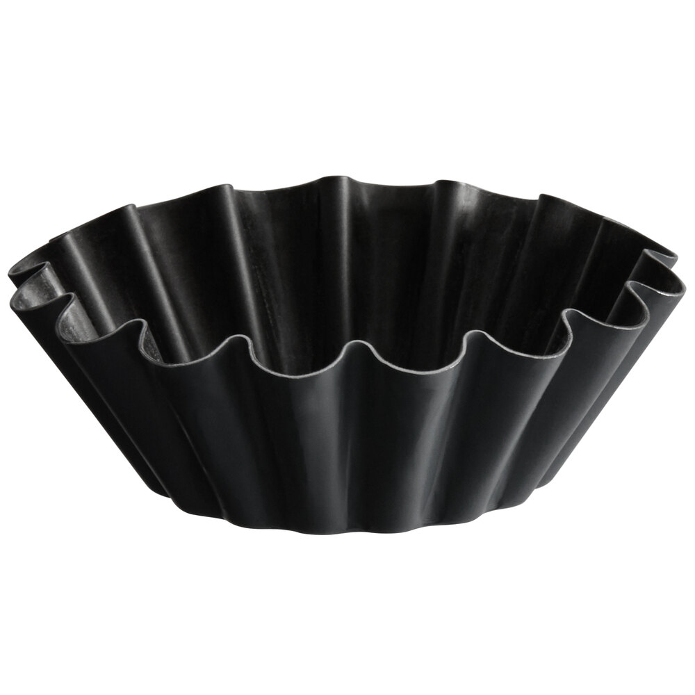Matfer Bourgeat 330644 Exopan Steel Mini Non-Stick Fluted Brioche Mold - 25/Pack