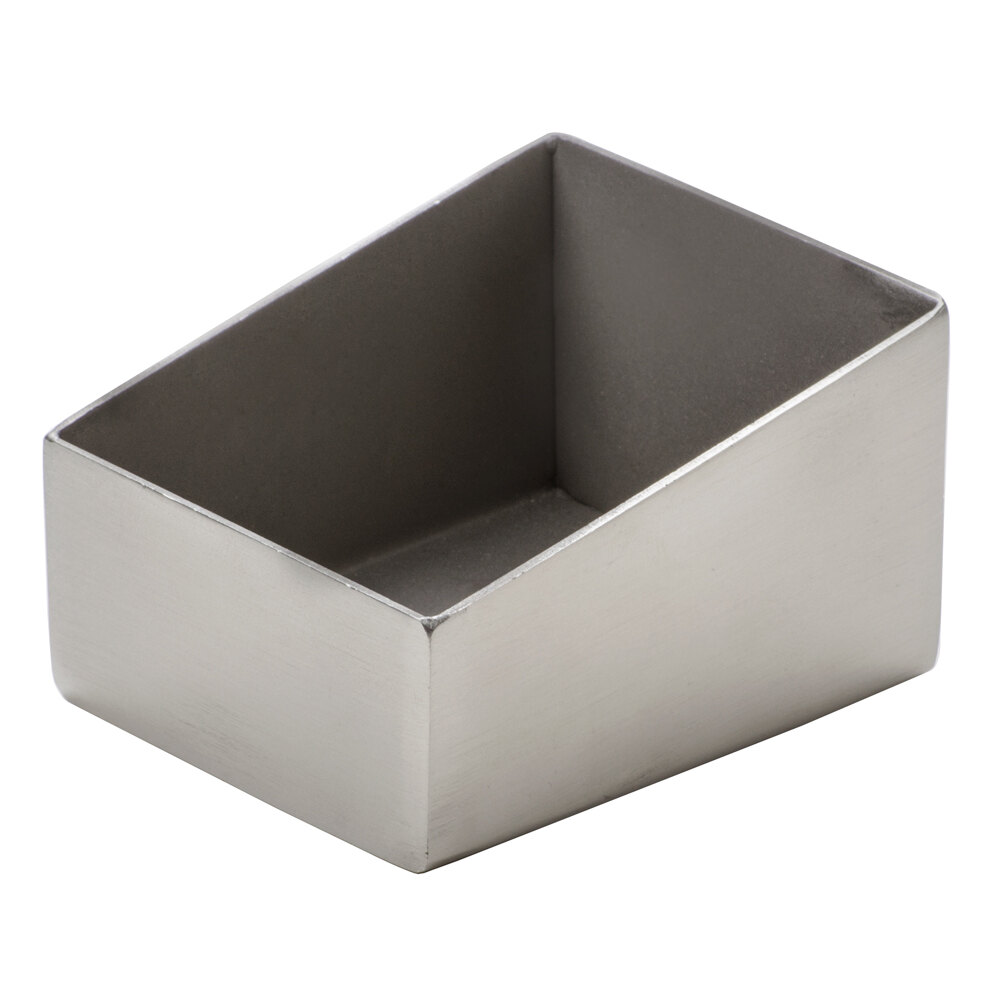 American Metalcraft RTSSPH3 Rectangular Angled Satin Stainless Steel Sugar Caddy - 3 1/8" x 2 1/2"