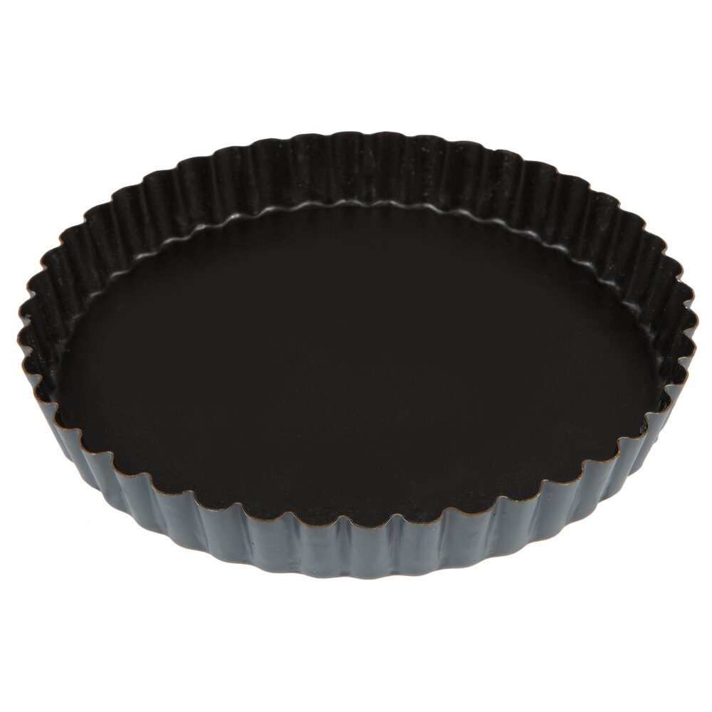 Matfer Bourgeat 332214 Exopan Steel 8 5/8" x 1" Fluted Non-Stick Tart / Quiche Pan