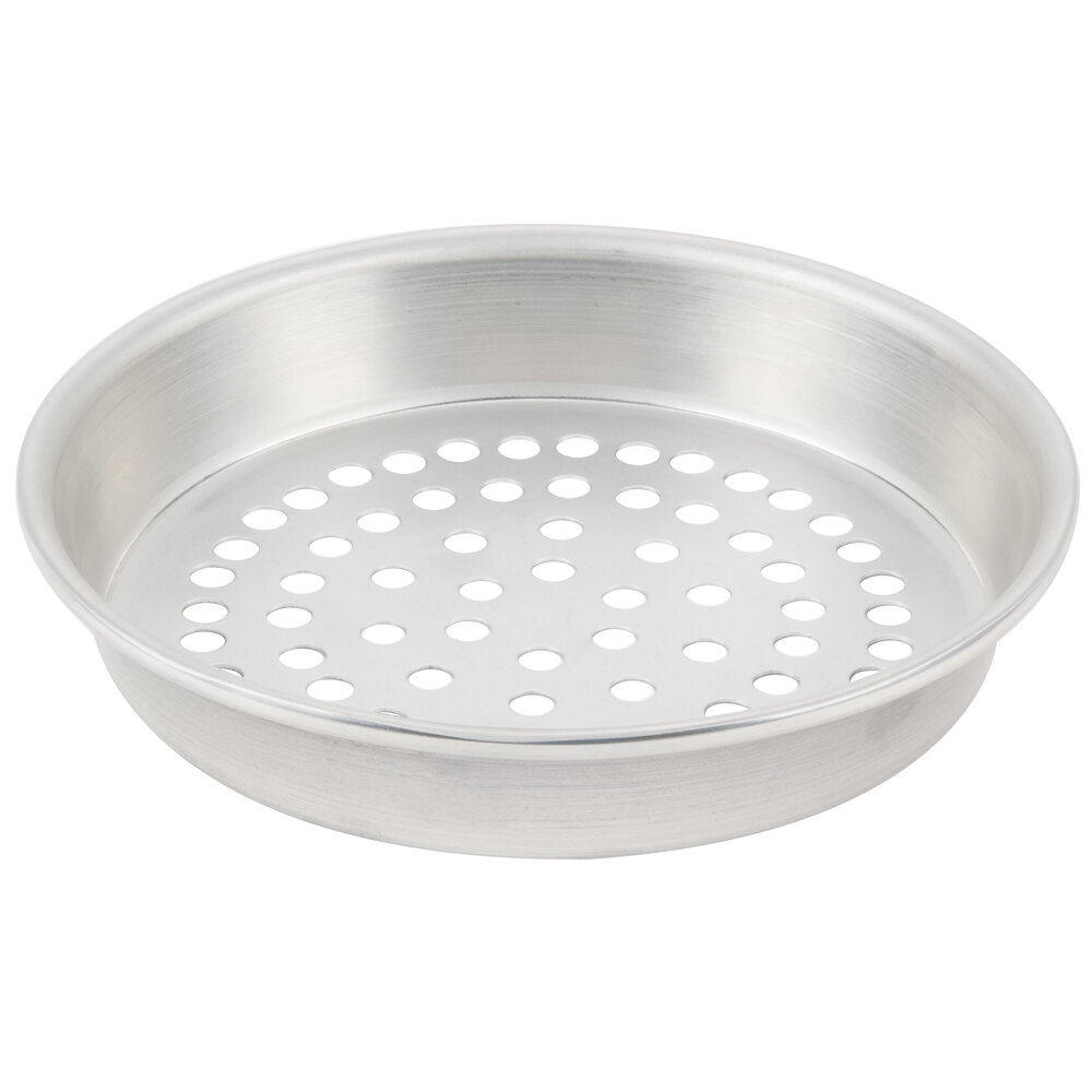 American Metalcraft SPT90111.5 11" x 1 1/2" Super Perforated Tin-Plated Steel Tapered / Nesting Pizza Pan