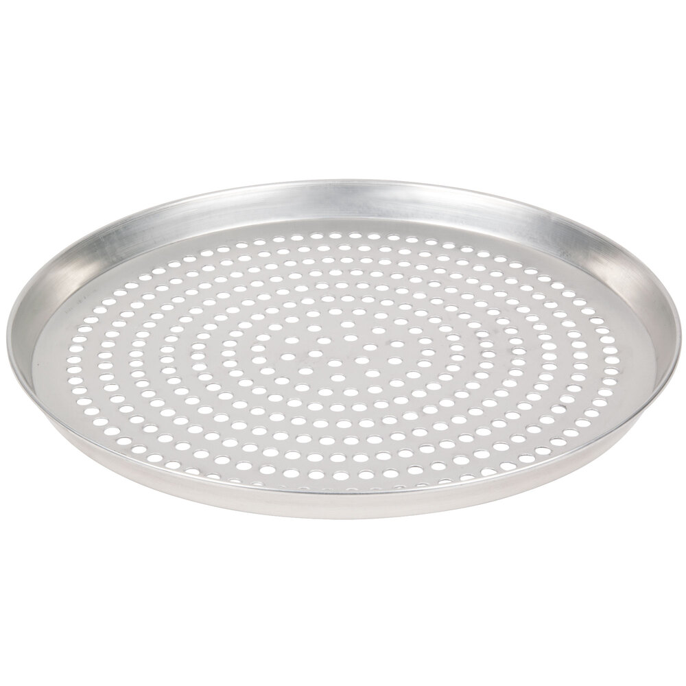 American Metalcraft SPTDEP15 15" x 1" Super Perforated Tin-Plated Steel Tapered / Nesting Deep Dish Pizza Pan