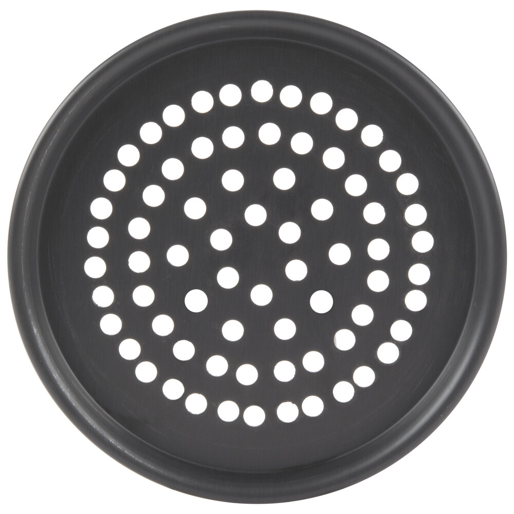 American Metalcraft SPHC2016 16" x 1/2" Super Perforated Hard Coat Anodized Aluminum Tapered / Nesting Pizza Pan