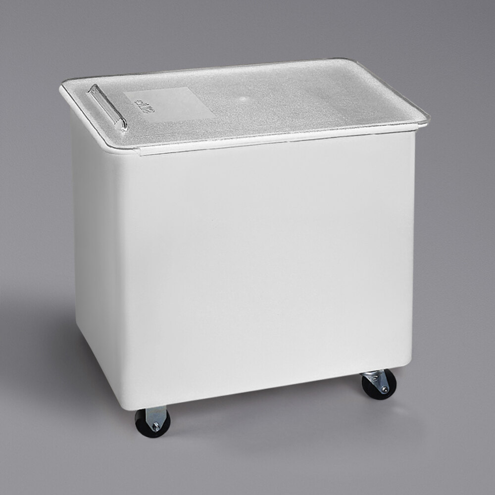 Carlisle BIN3602 36 Gallon / 575 Cup White Flat Top Mobile Ingredient Storage Bin with Sliding Lid