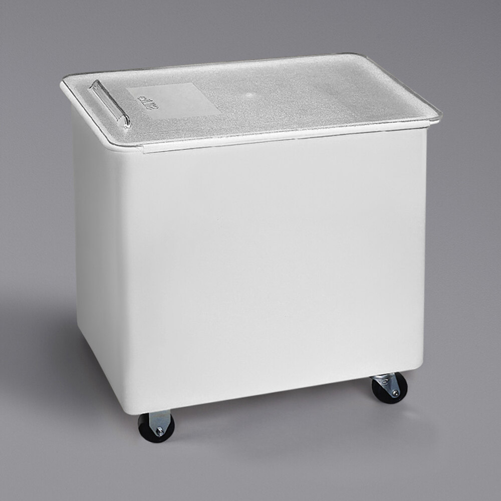 Carlisle BIN4402 44 Gallon / 700 Cup White Flat Top Mobile Ingredient Storage Bin with Sliding Lid