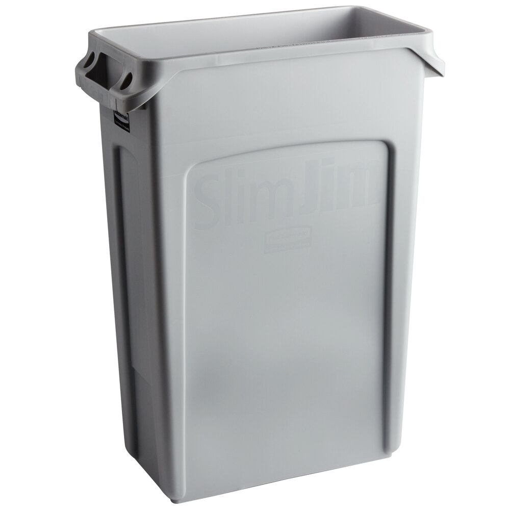Rubbermaid® FG354060GRAY 92 Qt. / 23 Gallon Slim Jim Gray Rectangular Trash Can