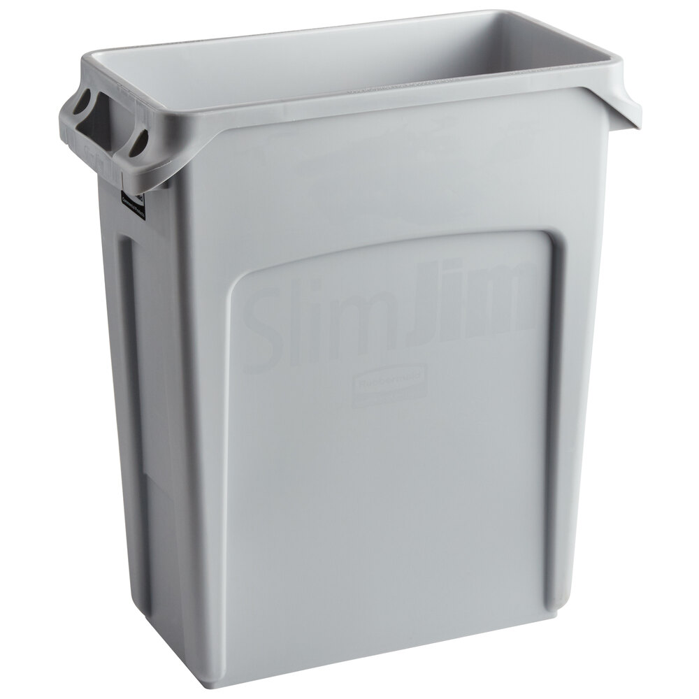 Rubbermaid® 1971258 Gray 64 Qt. / 16 Gallon Slim Jim Rectangular Trash Can