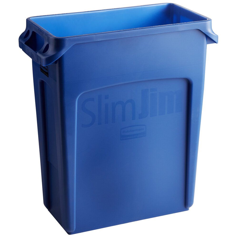 Rubbermaid® 1971257 Slim Jim 64 Qt. / 16 Gallon Blue Rectangular Trash Can