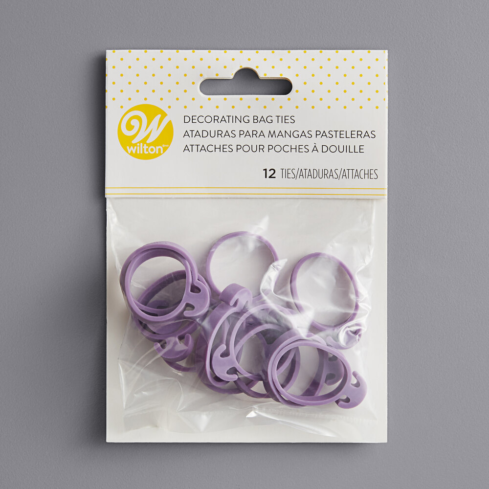 Wilton 191007384 Purple Rubber Pastry Bag Ties - 12/Pack