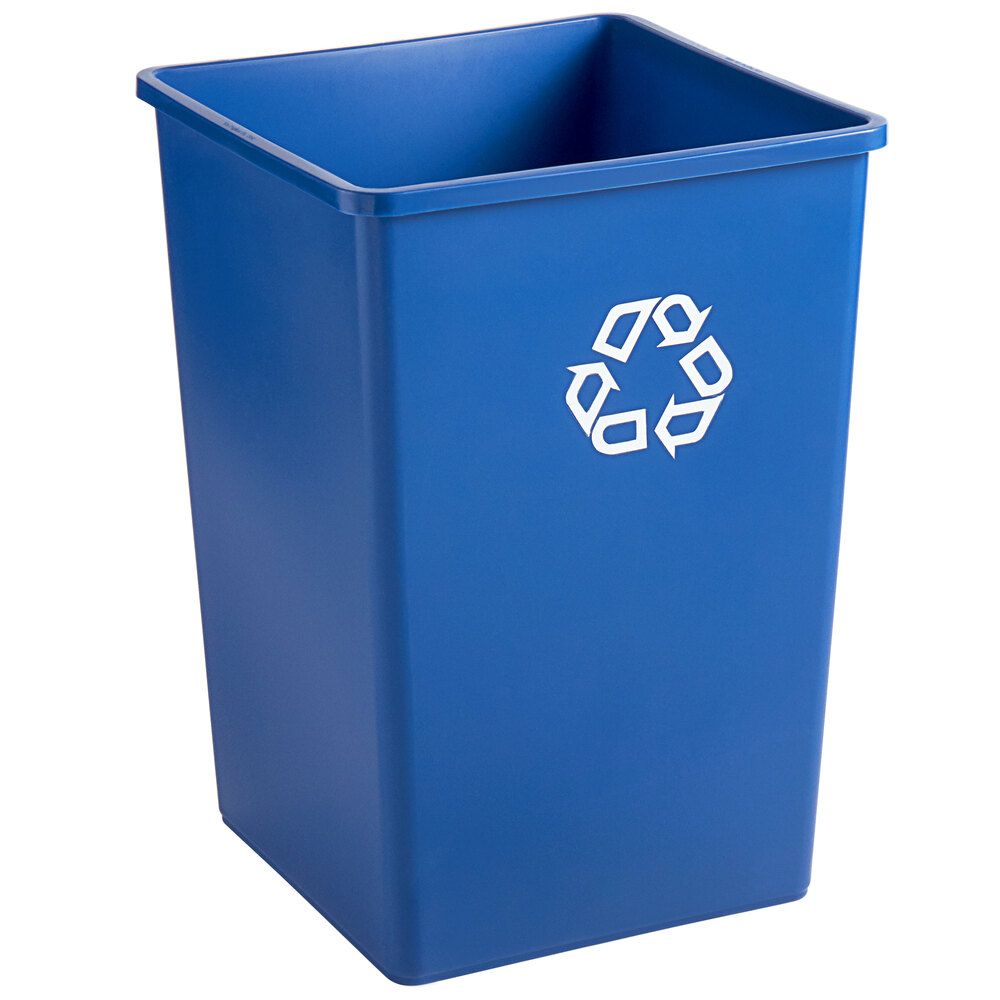 Rubbermaid® FG395873BLUE Untouchable 35 Gallon Blue Square Recycling Container