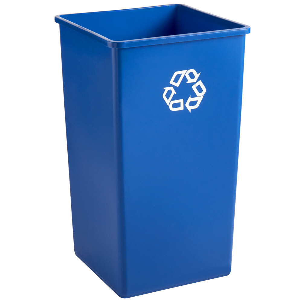 Rubbermaid® FG395973BLUE Untouchable 50 Gallon Blue Square Recycling Container