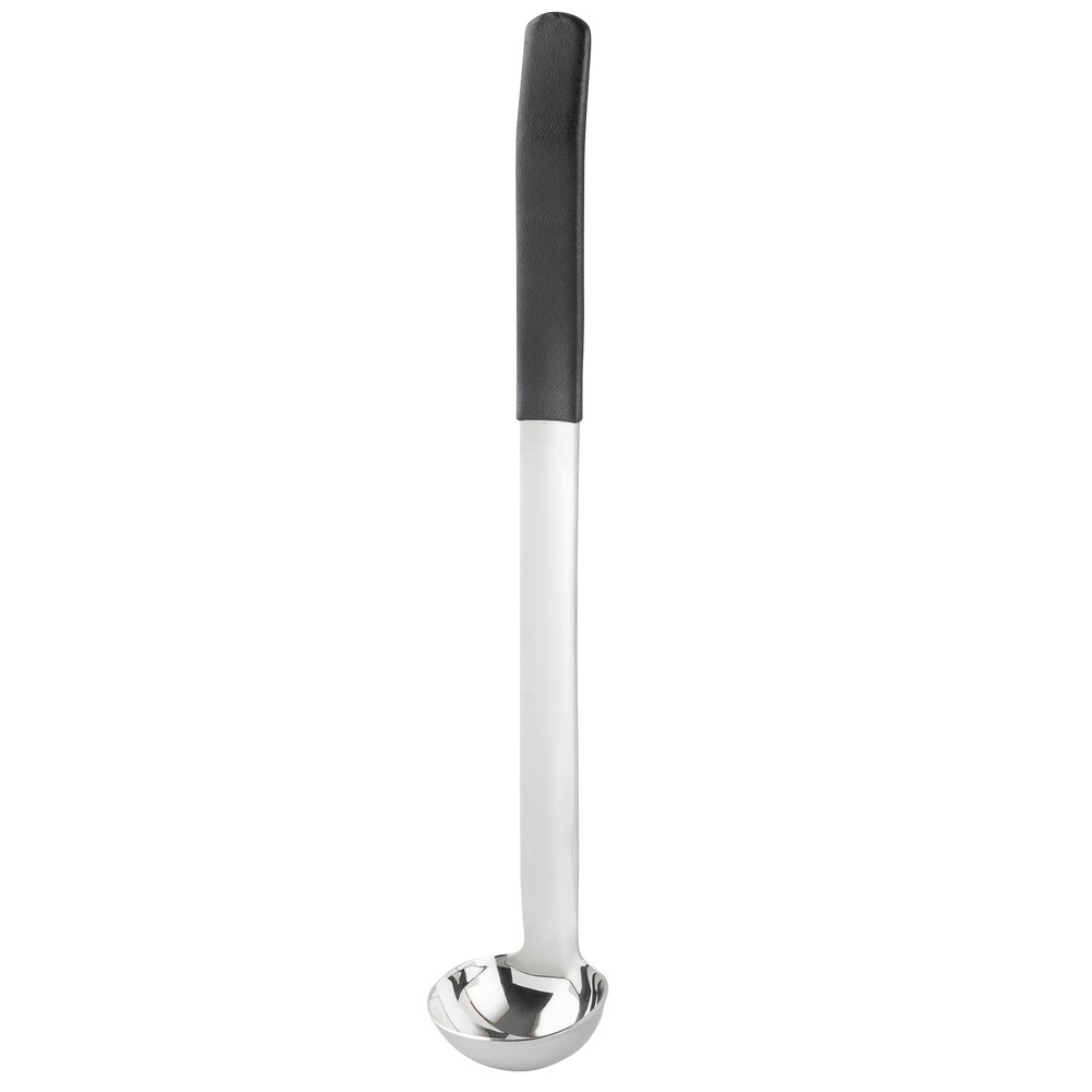Tablecraft AM5311BK Antimicrobial 1 oz. One-Piece Stainless Steel Ladle with Black Handle
