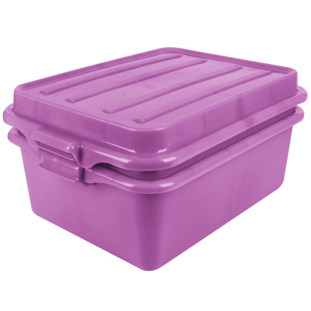 Vollrath 1535BRS6-C80 Traex® Color-Mate™ Purple Allergen-Free 20" x 15" x 9" Food Storage Drain Box Set with Raised Snap-On Lid - Bulk