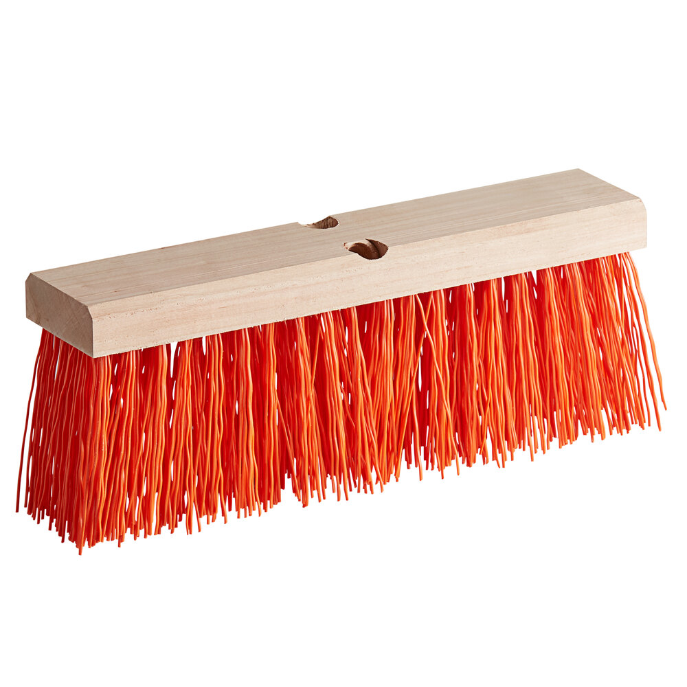 Carlisle 36111624 Flo-Pac 16" Hardwood Push Broom Head with Orange Polypropylene Bristles