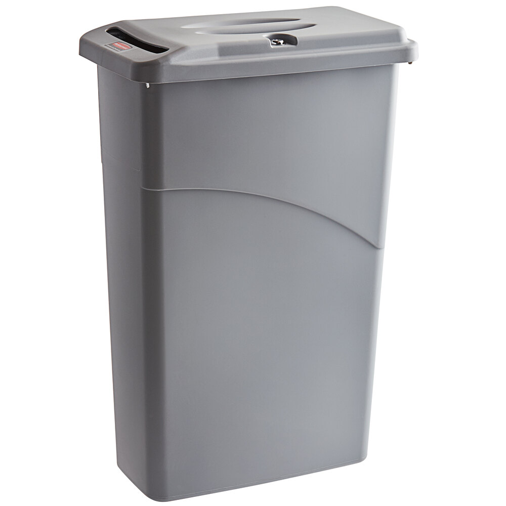 Rubbermaid® FG9W1500LGRAY Slim Jim® 23 Gallon Light Gray Rectangular Trash Can with Confidential Document Lid