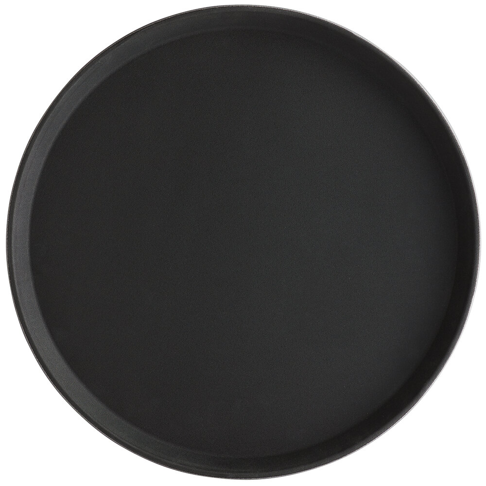 Choice 16" Black Round Non-Skid Serving Tray