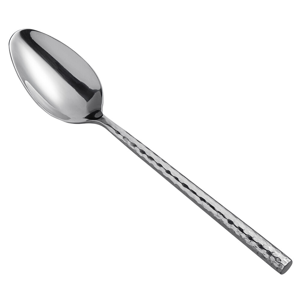 Carlisle 60206 Terra 9 1/2" 18/0 Hammered Stainless Steel Solid Serving Spoon